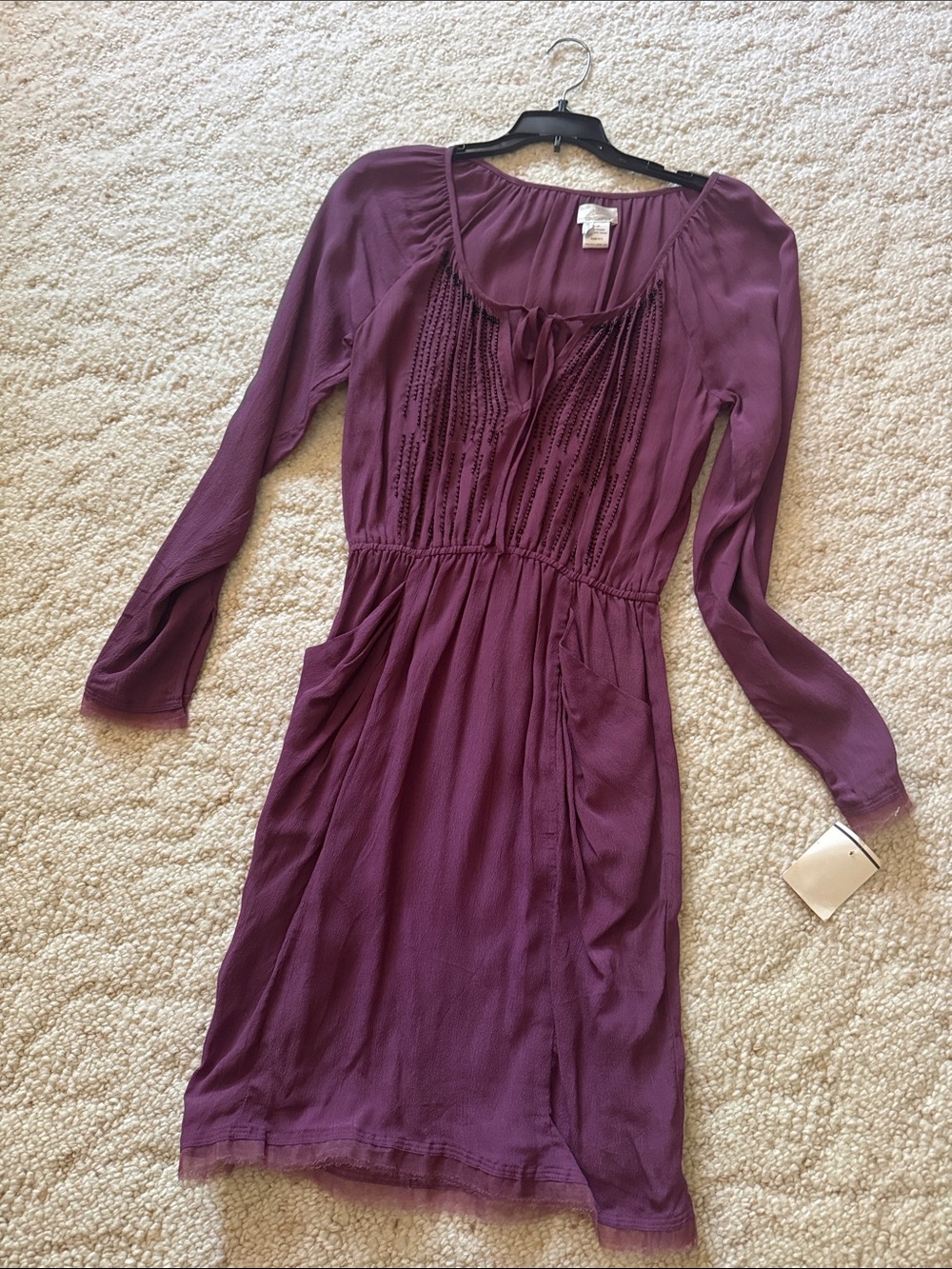 Tony Cohen Plum Long Sleeve dress with pockets!